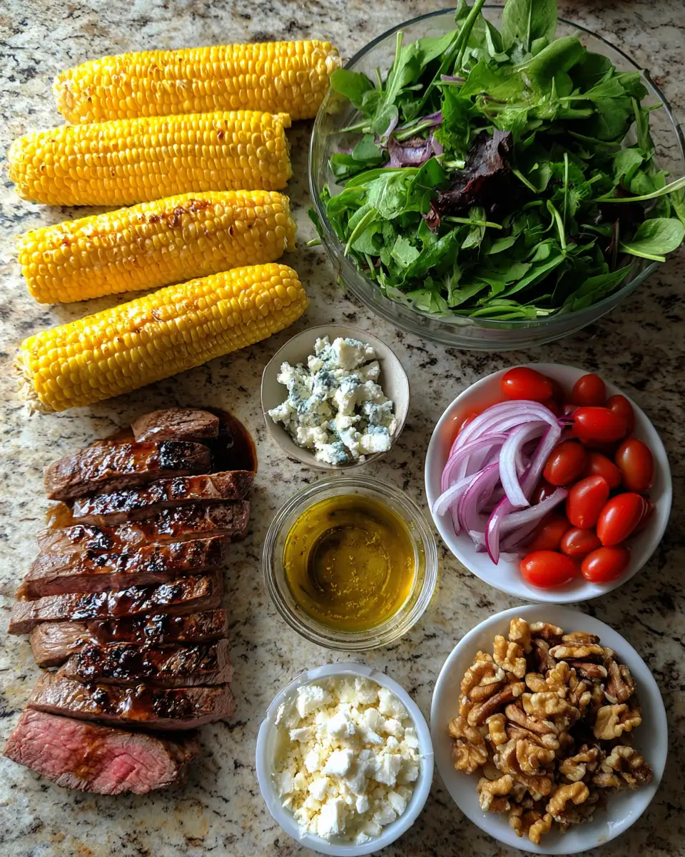 Ingredients for Savor the Symphony: Balsamic Steak Gorgonzola Salad with Grilled Corn Delight