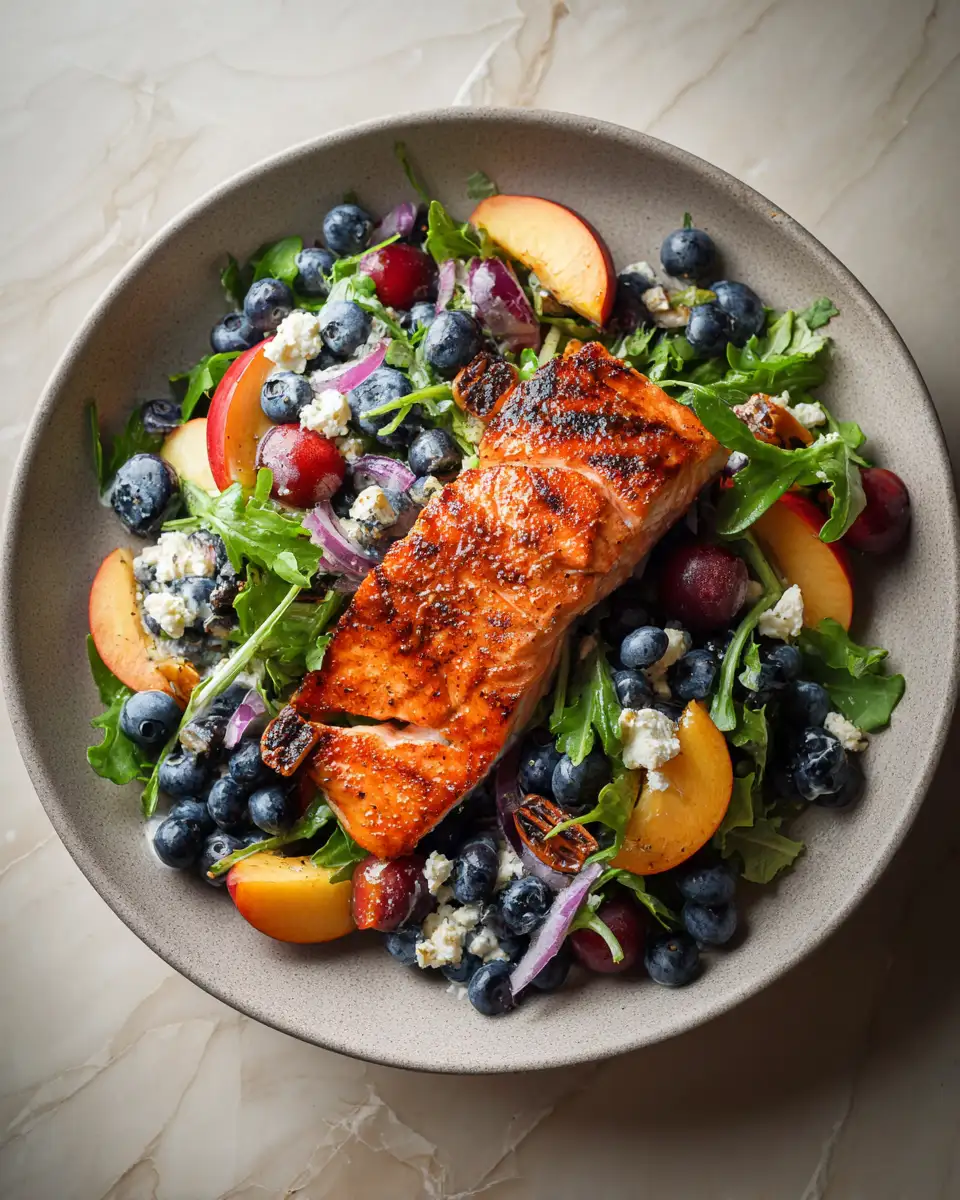 Final dish - Summer Bliss in a Bowl with Blueberry Peach Feta Salad