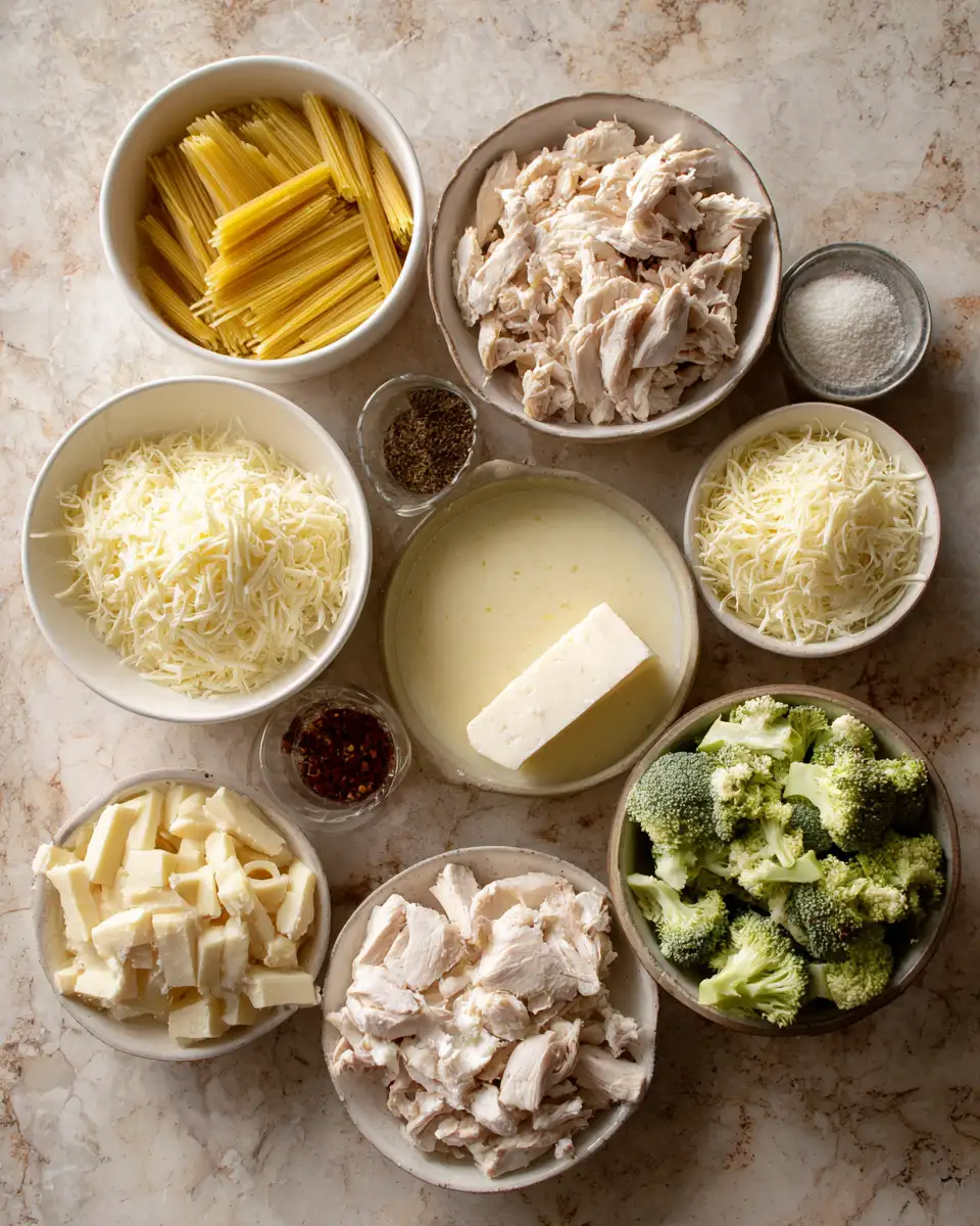 Ingredients for Creamy Comfort in a Dish: Irresistible Chicken Alfredo Casserole
