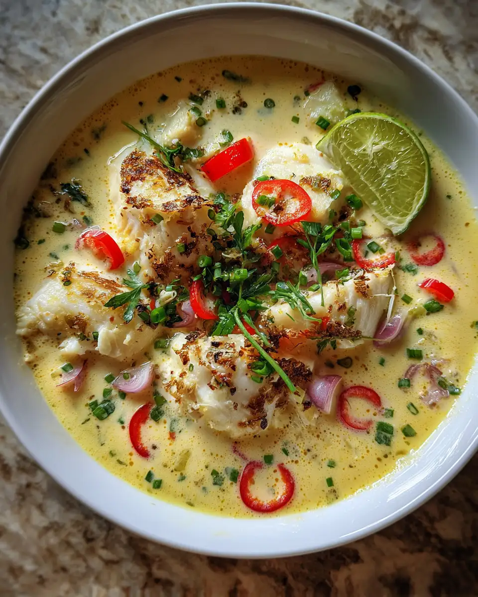 Final dish - Dive into Tropical Comfort with Creamy Coconut Lime Fish Soup