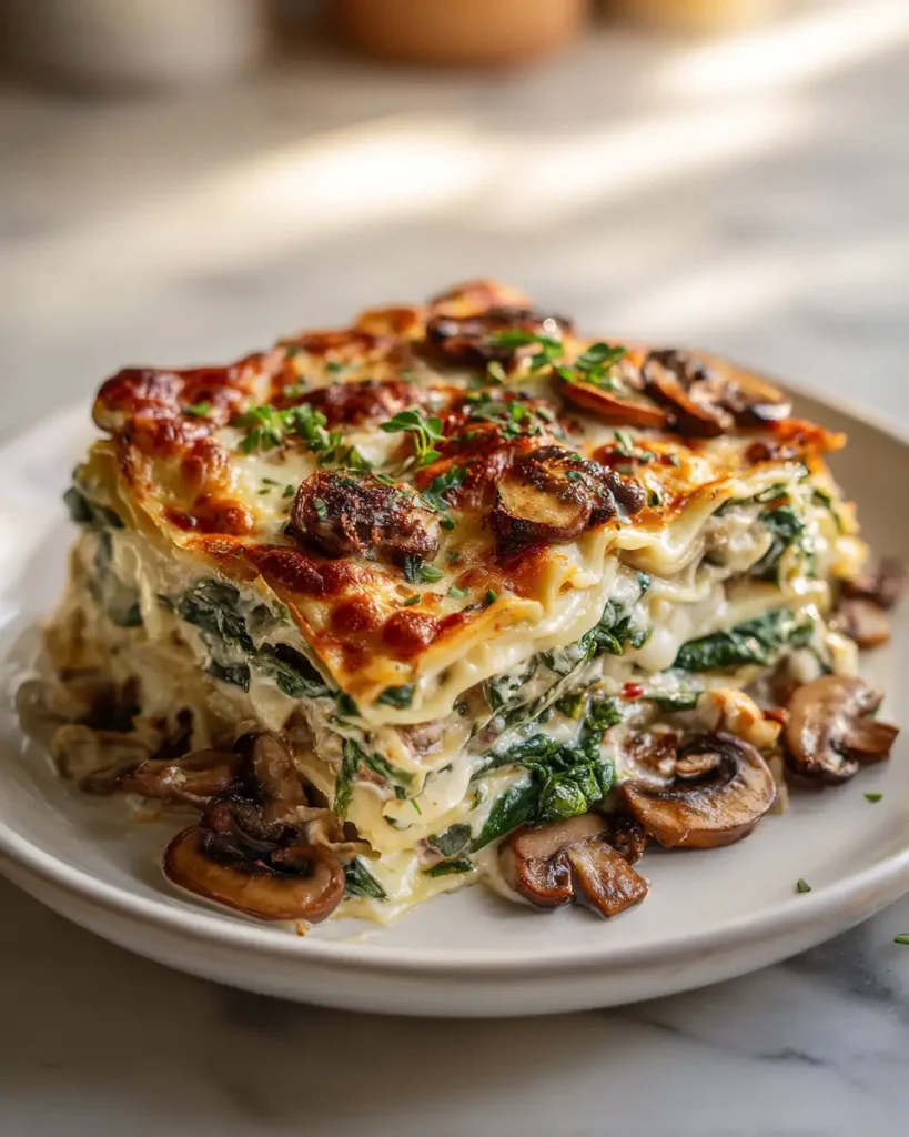 Decadent Layers: Dive into Creamy Spinach Mushroom Lasagna Delight - Featured Image