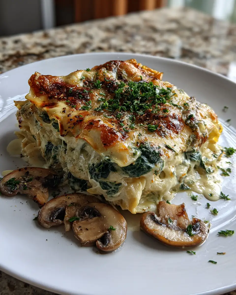 Final dish - Decadent Layers: Dive into Creamy Spinach Mushroom Lasagna Delight