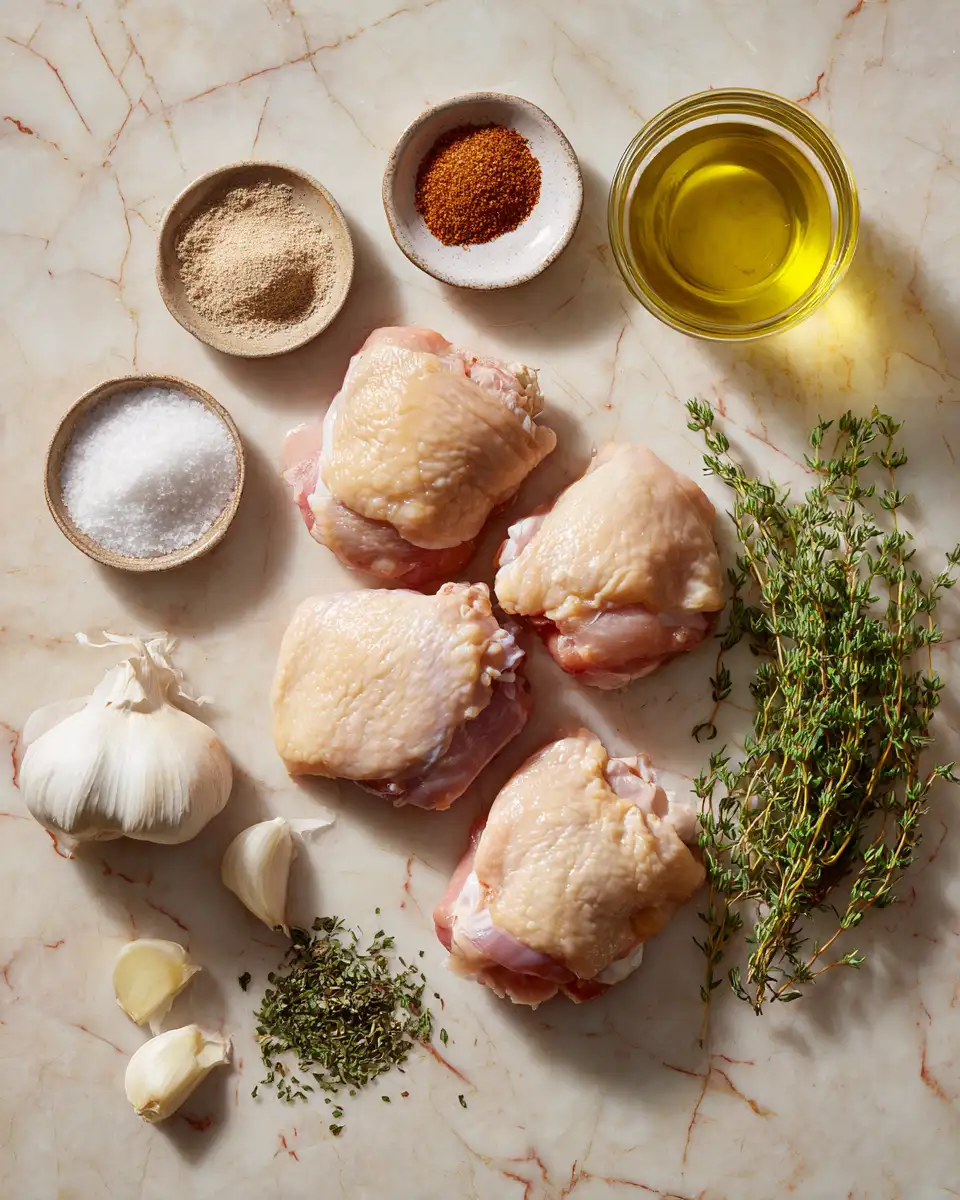 Ingredients for Irresistibly Crispy Baked Chicken Thighs for Effortless Gourmet Meals
