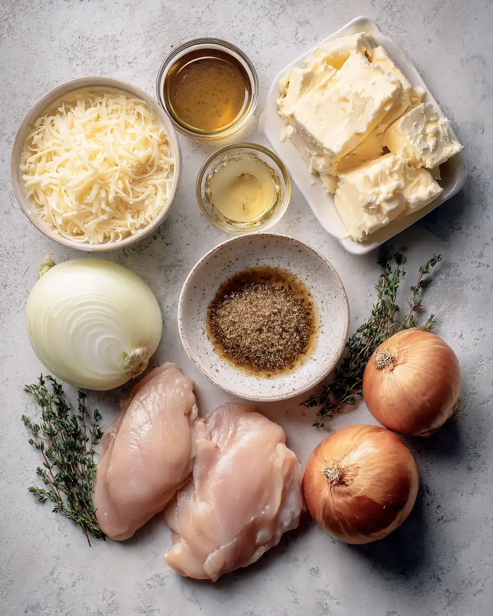 Ingredients for Savor the Flavor: Irresistible French Onion Chicken Bake That Will Wow Your Taste Buds