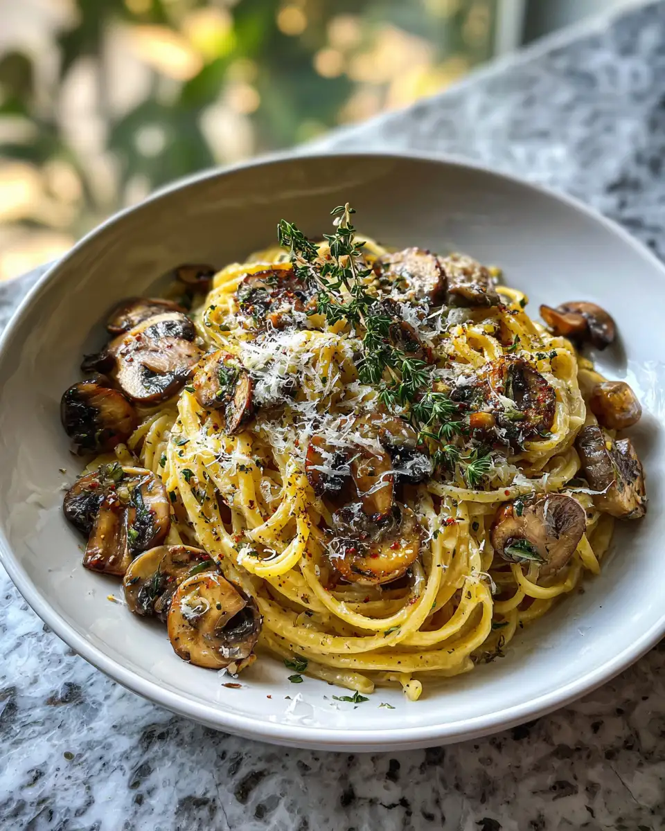 Final dish - Creamy Garlic Mushroom Pasta: A Simple Yet Flavorful Delight