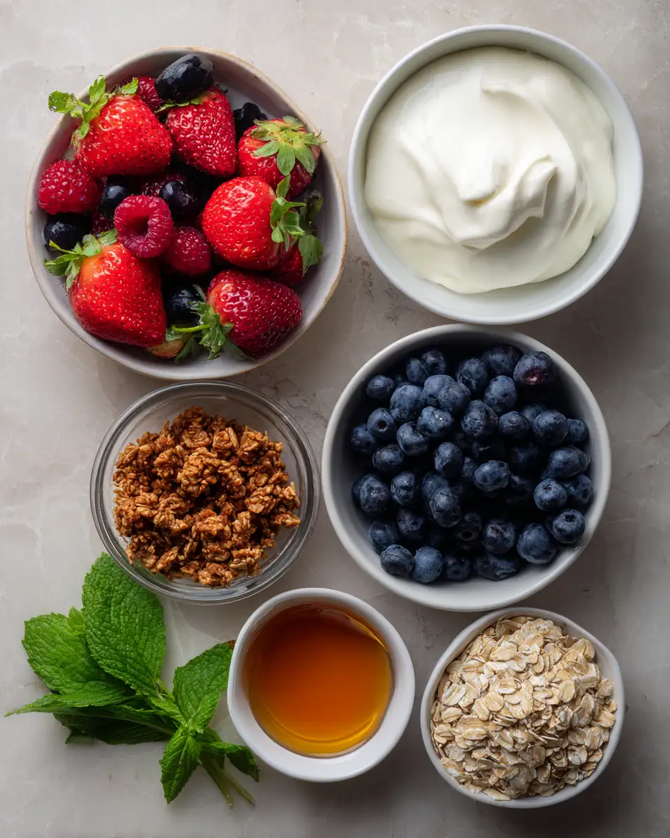 Ingredients for Indulge in a Greek Yogurt Parfait With Berries Bliss