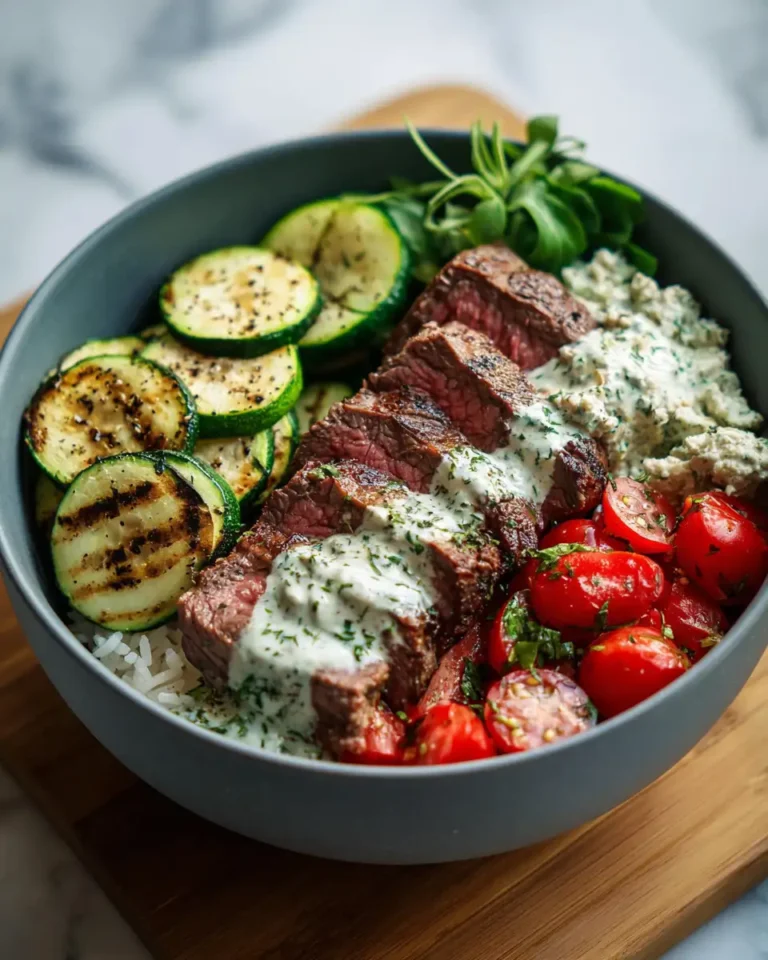 Savor the Flavor: Grilled Steak Bowl with Creamy Sauce and Zucchini - Featured Image