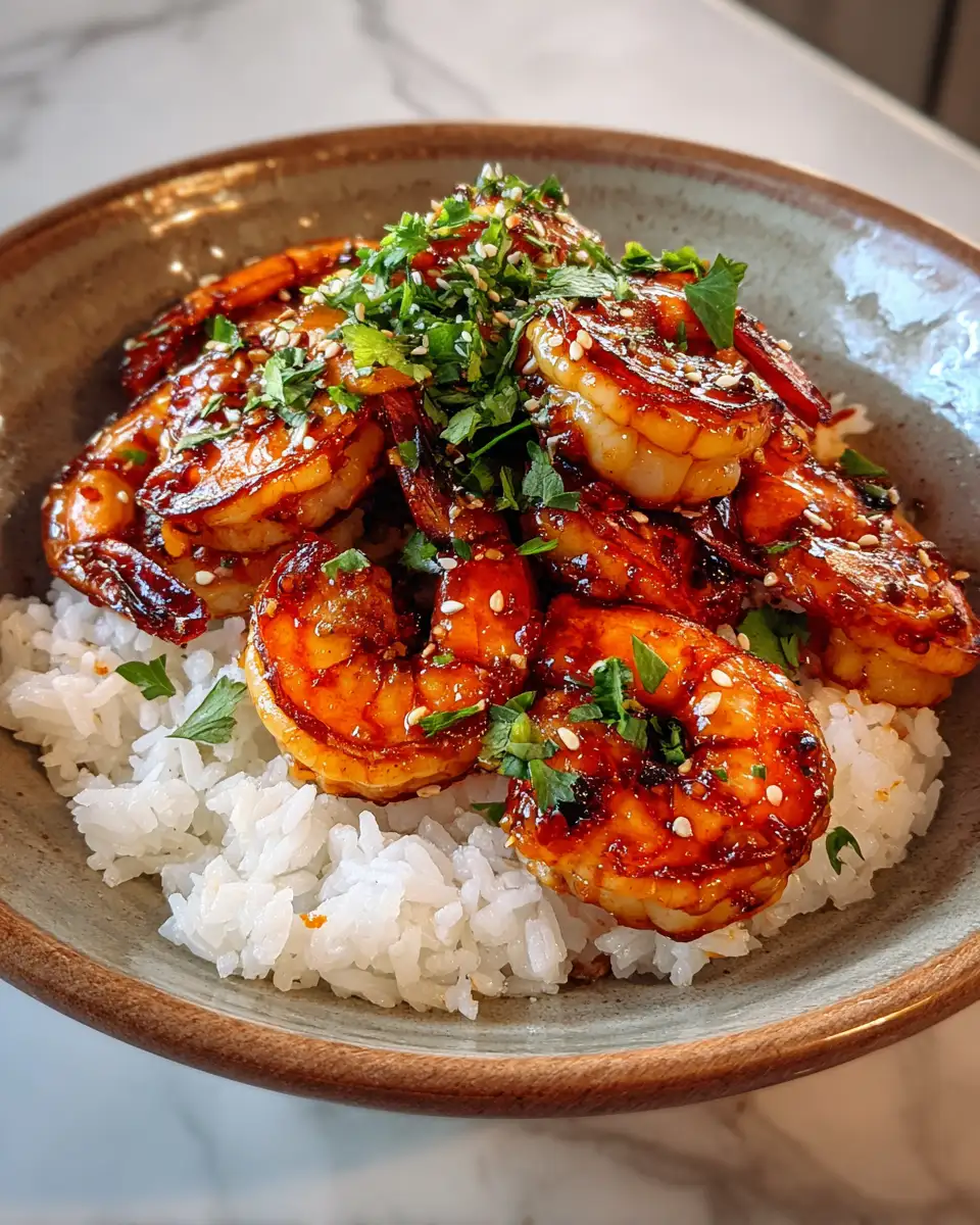Final dish - Irresistibly Sweet and Savory: Dive into Honey Garlic Shrimp Bowls