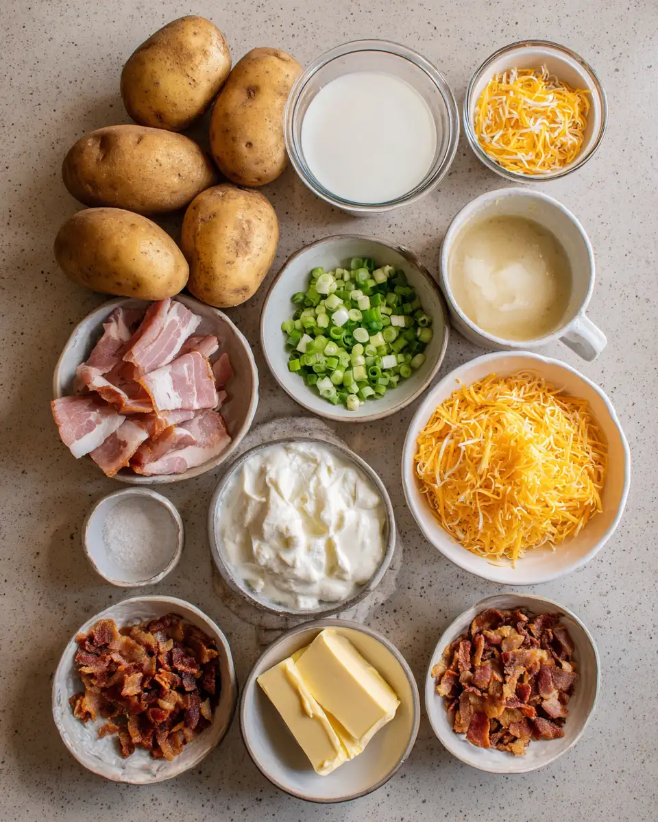 Ingredients for Irresistibly Creamy Comfort: Dive into the Ultimate Loaded Baked Potato Soup