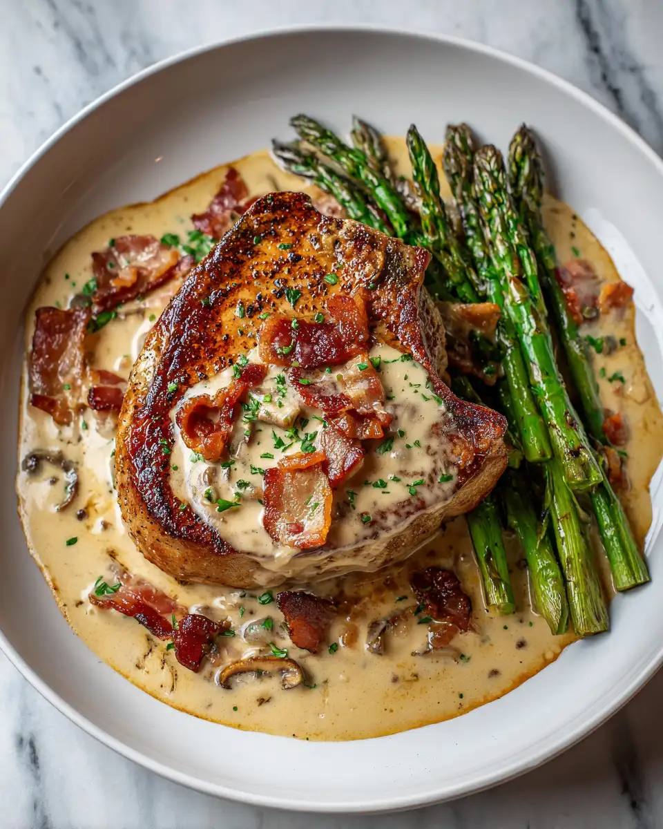 Sizzle and Drizzle: Maple Bacon Pork Chops in Creamy Dijon Sauce Delight - Featured Image
