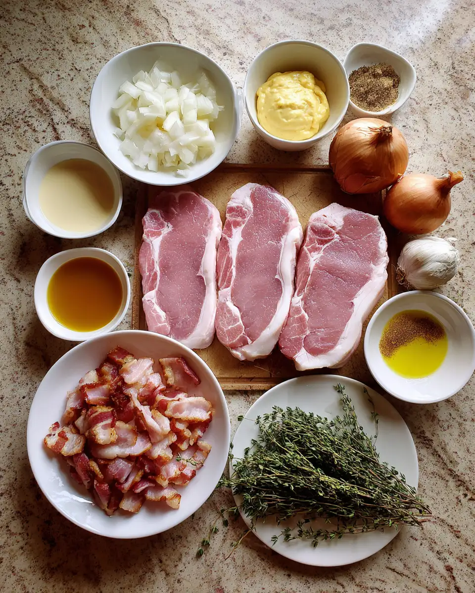Ingredients for Sizzle and Drizzle: Maple Bacon Pork Chops in Creamy Dijon Sauce Delight