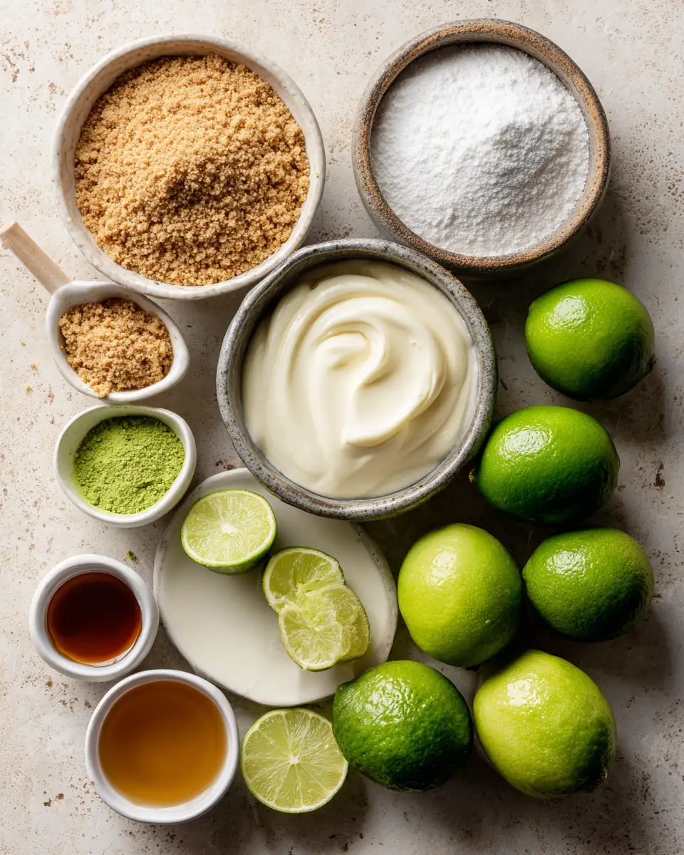Ingredients for Irresistibly Tangy No-Bake Mini Key Lime Pies for Effortless Indulgence
