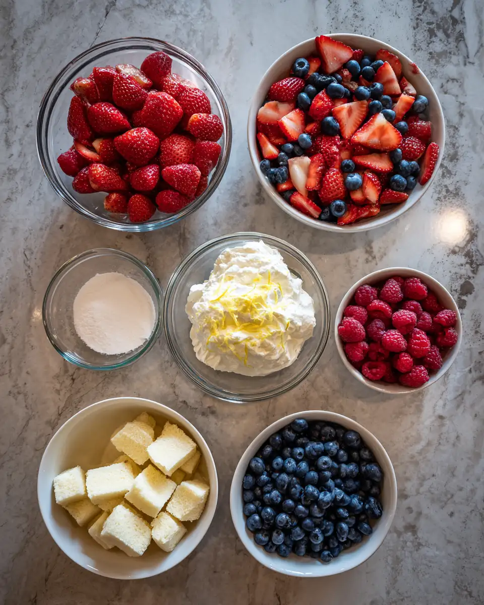 Ingredients for Sweet Land of Liberty: Patriotic Berry Trifle Cups Delight