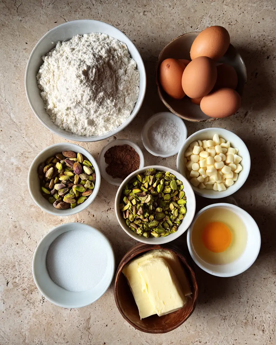 Ingredients for Irresistible Pistachio Cookies: A Crunchy Delight for Nut Lovers
