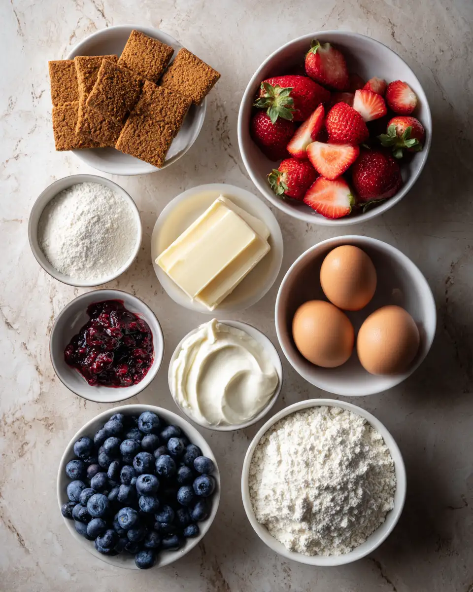 Ingredients for Patriotic Perfection: Indulge in Red White and Blue Cheesecake Bars