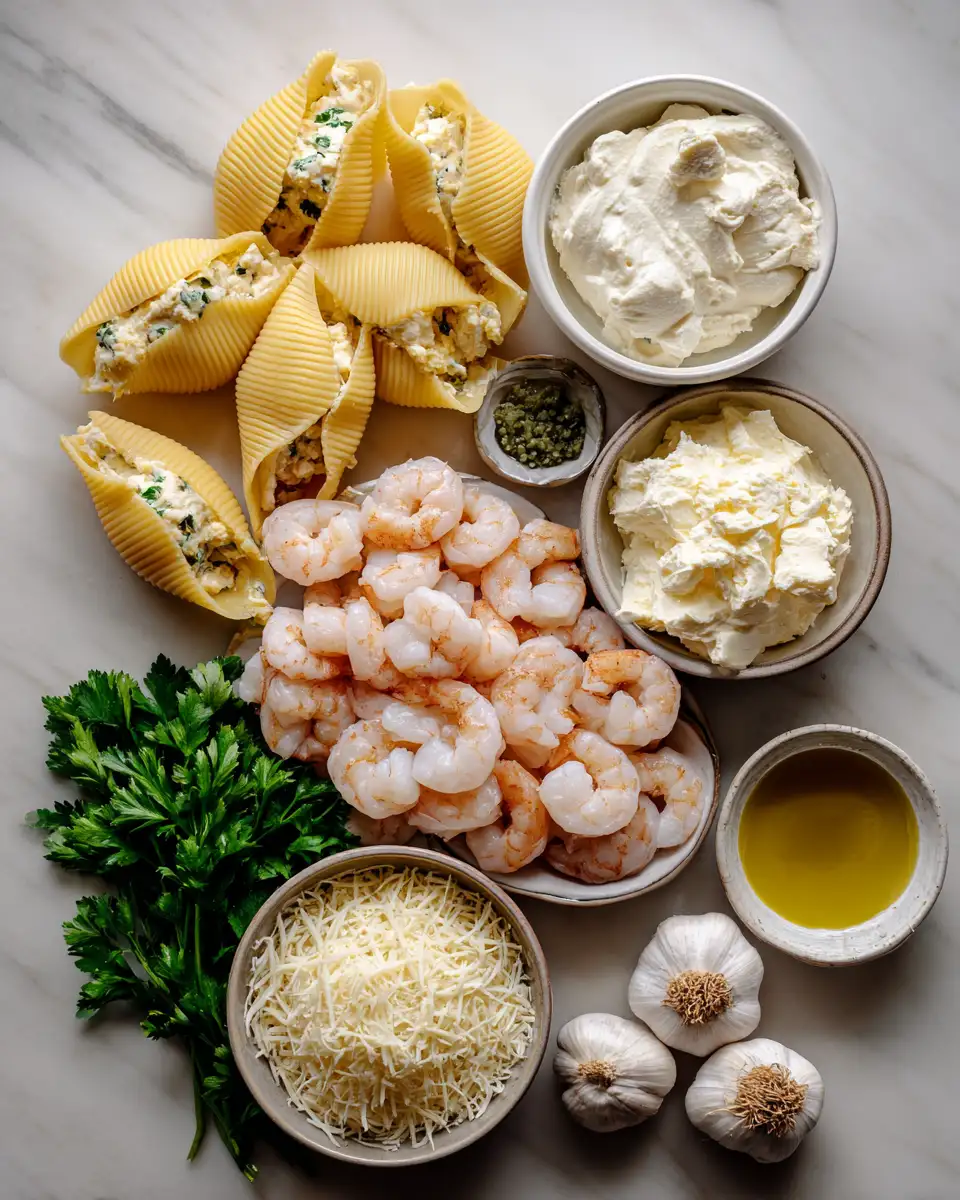 Ingredients for Shrimp Alfredo Stuffed Shells: A Creamy Twist on Classic Comfort Food