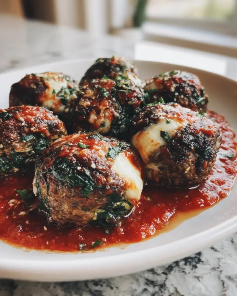 Irresistible Spinach Garlic Meatballs Stuffed with Melty Mozzarella Delight - Featured Image