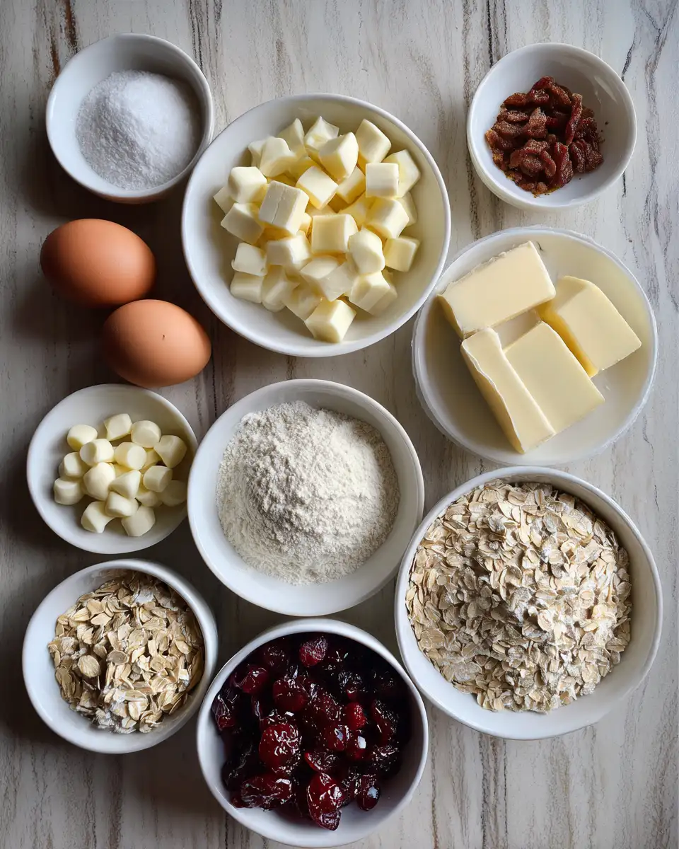 Ingredients for Irresistible White Chocolate Cherry Oat Cookies That Will Sweeten Your Day