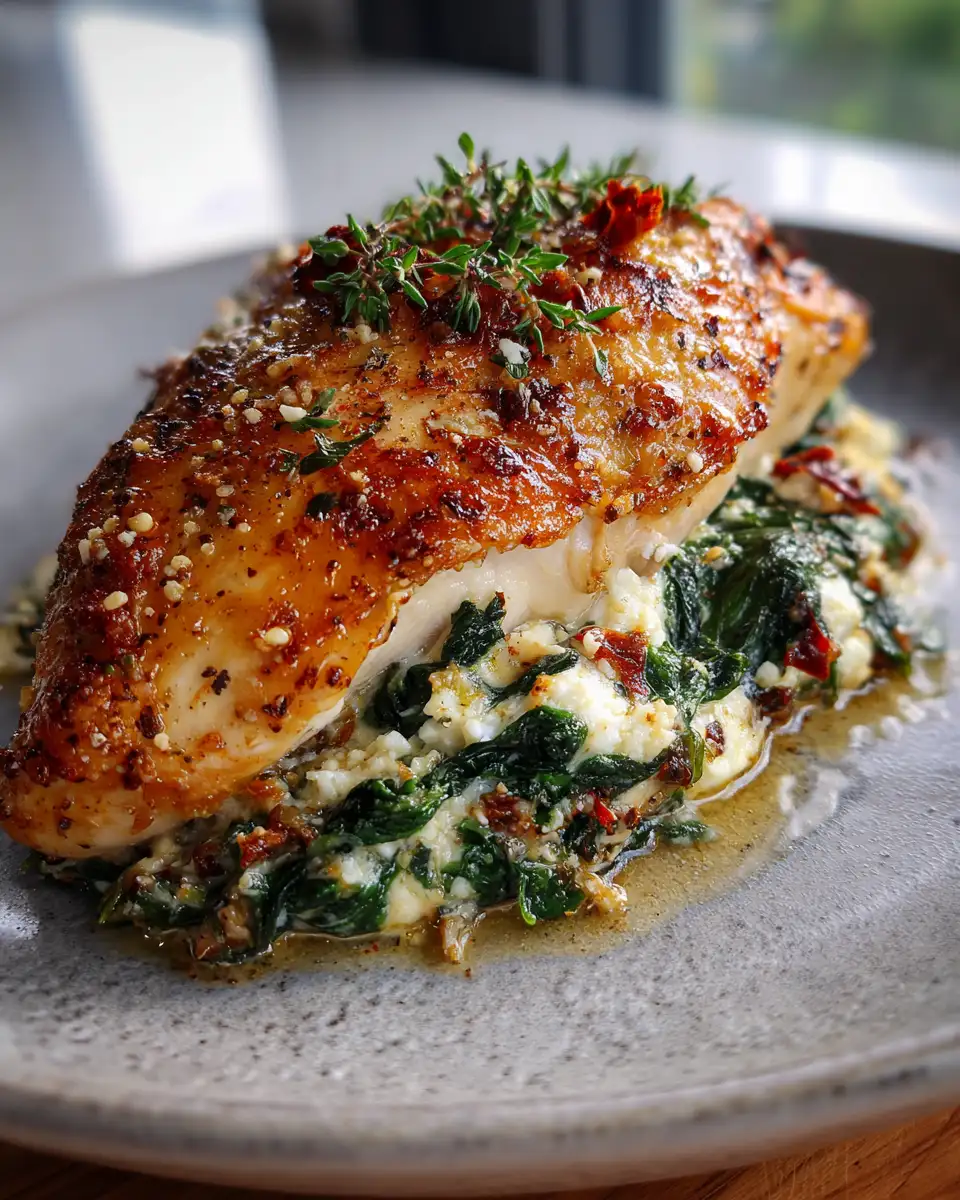 Final dish - Irresistibly Delicious Baked Feta Spinach Stuffed Chicken Recipe