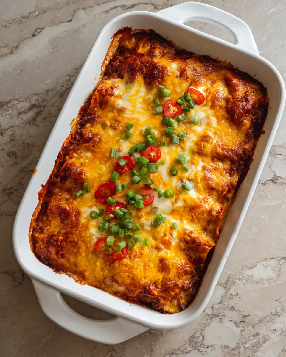 Final dish - Sizzling Sensation: Dive Into Our Ultimate Beef Enchilada Bake