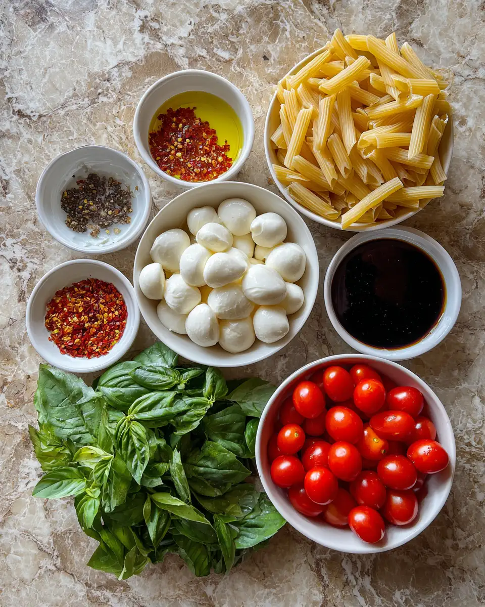 Ingredients for Savor the Flavors of Summer with Caprese Pasta Salad Delight