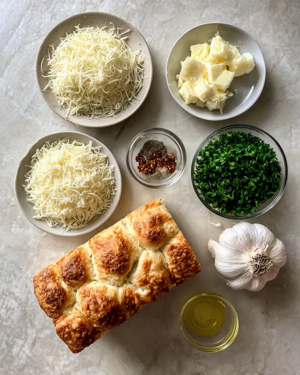 Ingredients for Irresistible Cheesy Garlic Pull-Apart Bread: The Ultimate Comfort Food Experience