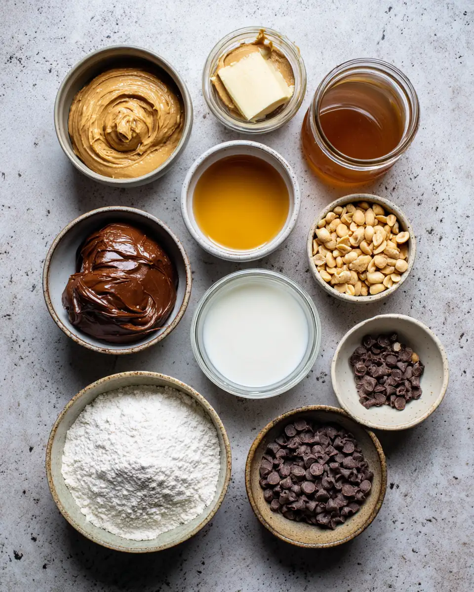 Ingredients for Decadent Delight: Chocolate Peanut Butter Poke Cake Perfection