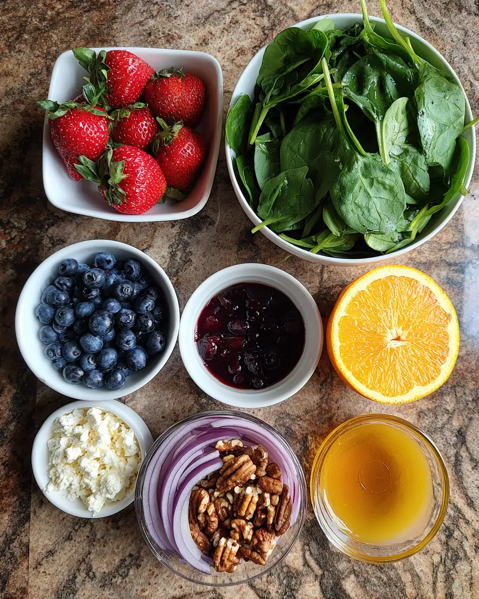 Ingredients for Zesty Citrus Berry Spinach Salad That Will Brighten Your Day