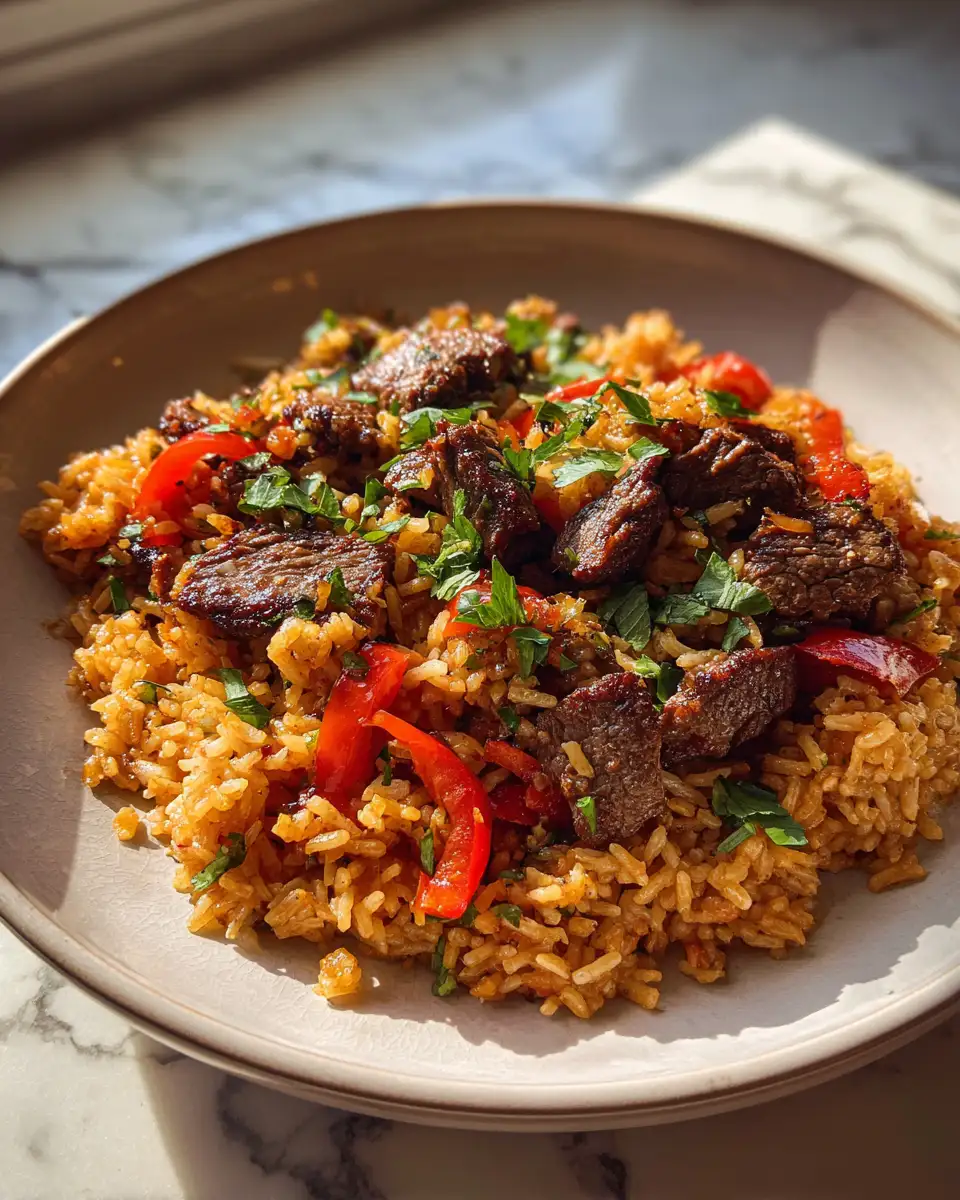 Final dish - Saddle Up for Flavor: Cowboy Beef and Rice Skillet Delight
