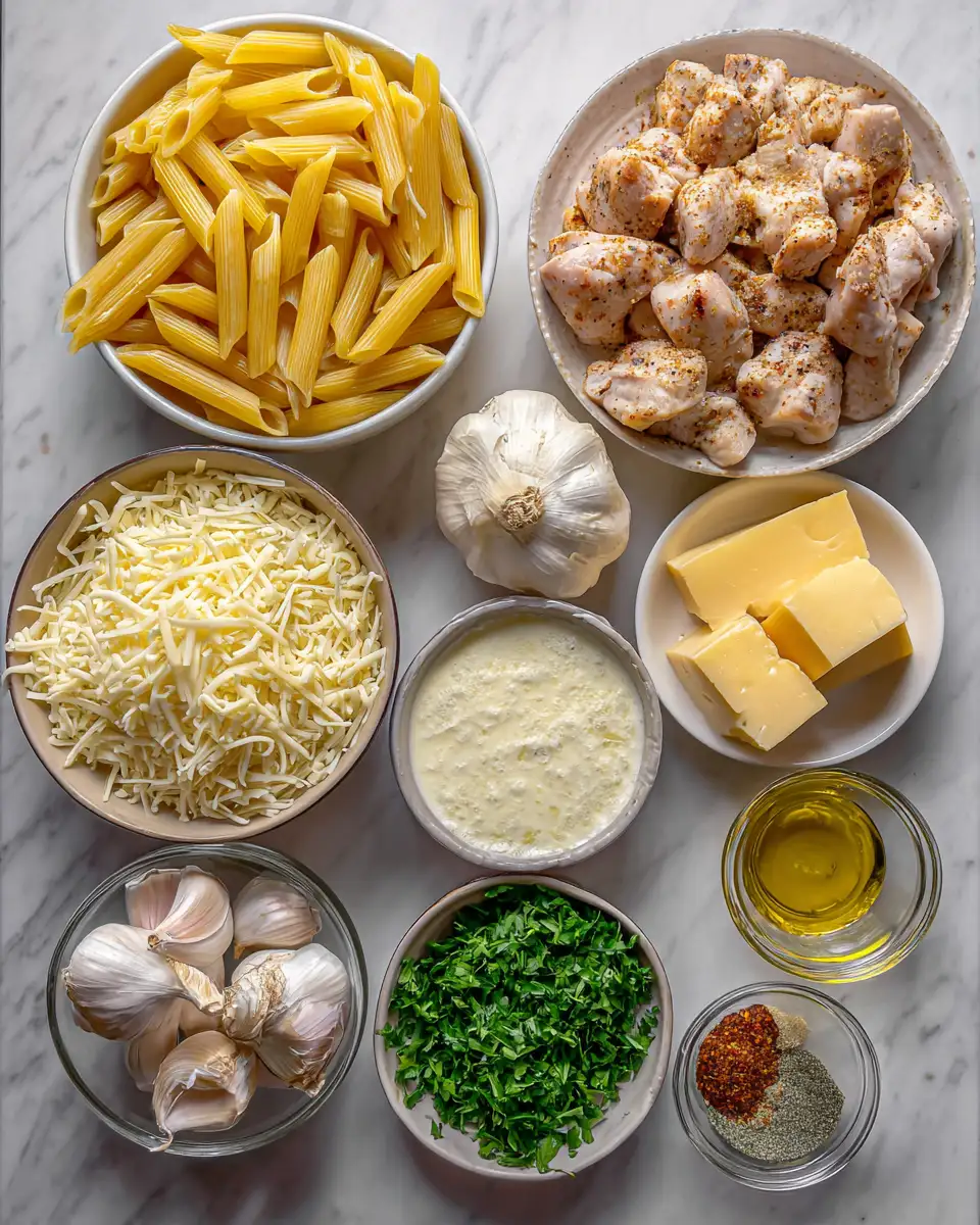 Ingredients for Decadent Delight: Creamy Cajun Chicken Alfredo Bake Unveiled