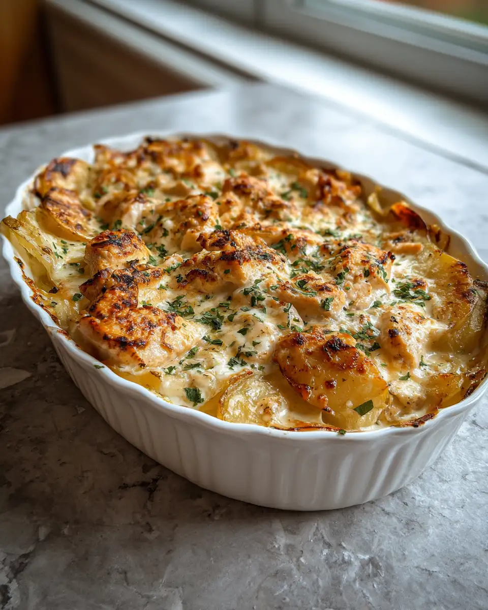 Final dish - Ultimate Comfort: Creamy Garlic Butter Chicken Potato Casserole Delight