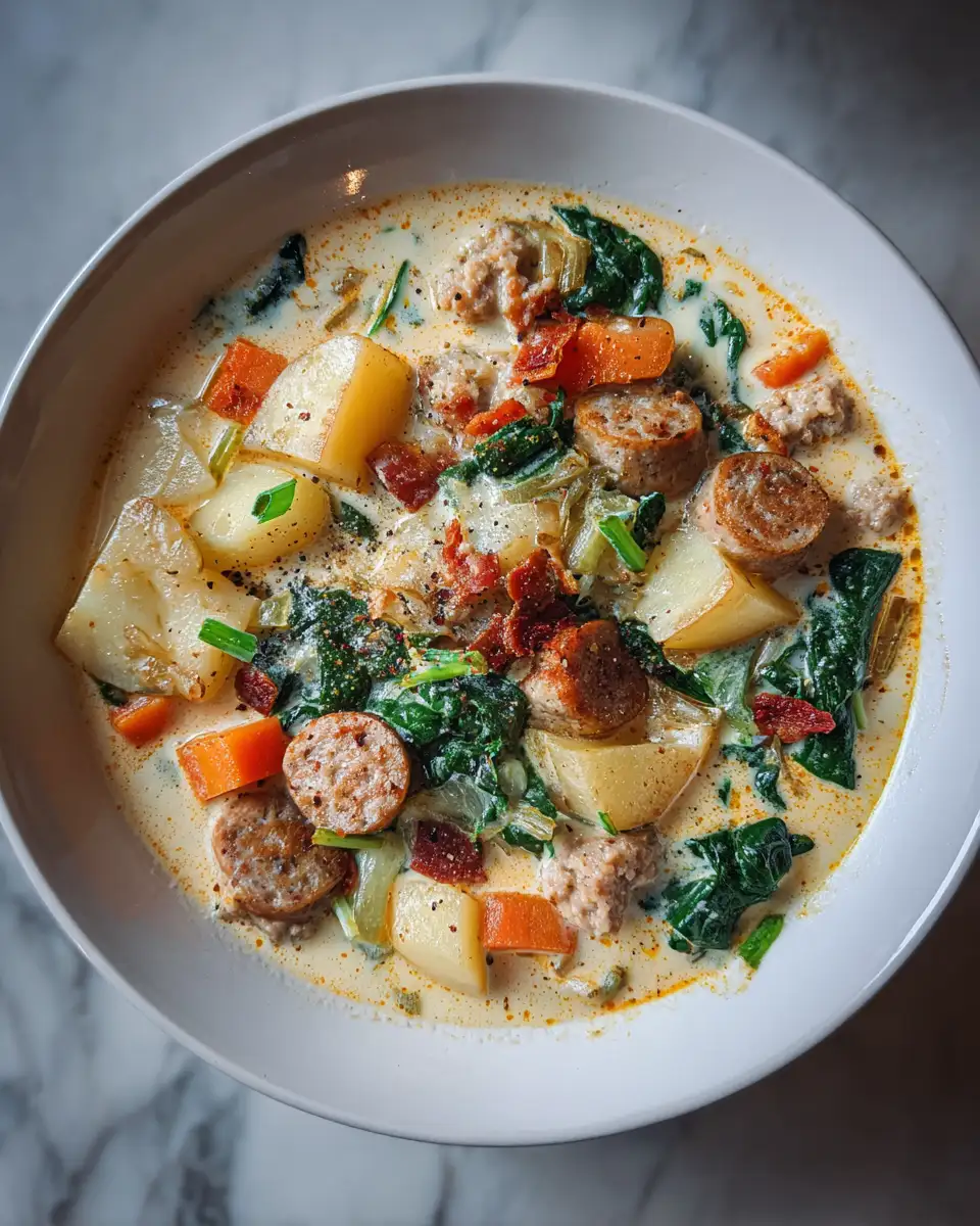 Final dish - Warm Up Your Winter with Creamy Italian Sausage Soup Delight