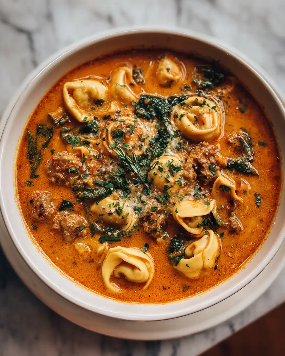Final dish - Warm Up Your Soul with Creamy Italian Sausage Tortellini Soup