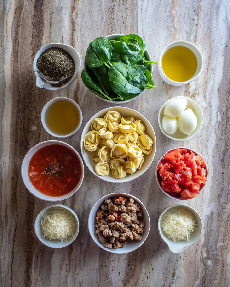 Ingredients for Warm Up Your Soul with Creamy Italian Sausage Tortellini Soup