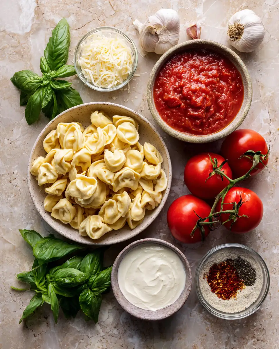 Ingredients for Irresistibly Creamy Tomato Tortellini: A Comforting Italian Classic