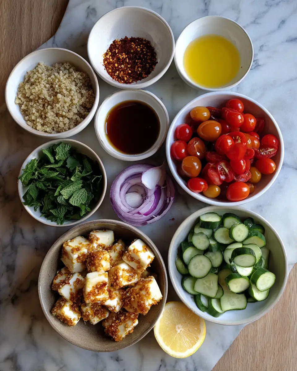 Ingredients for Crispy Hot Honey Halloumi Bowls: A Flavor Explosion in Every Bite