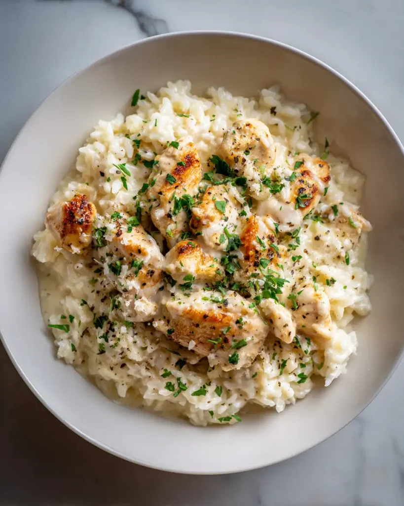 Creamy Garlic Butter Chicken Alfredo Rice Bake Delight - Featured Image