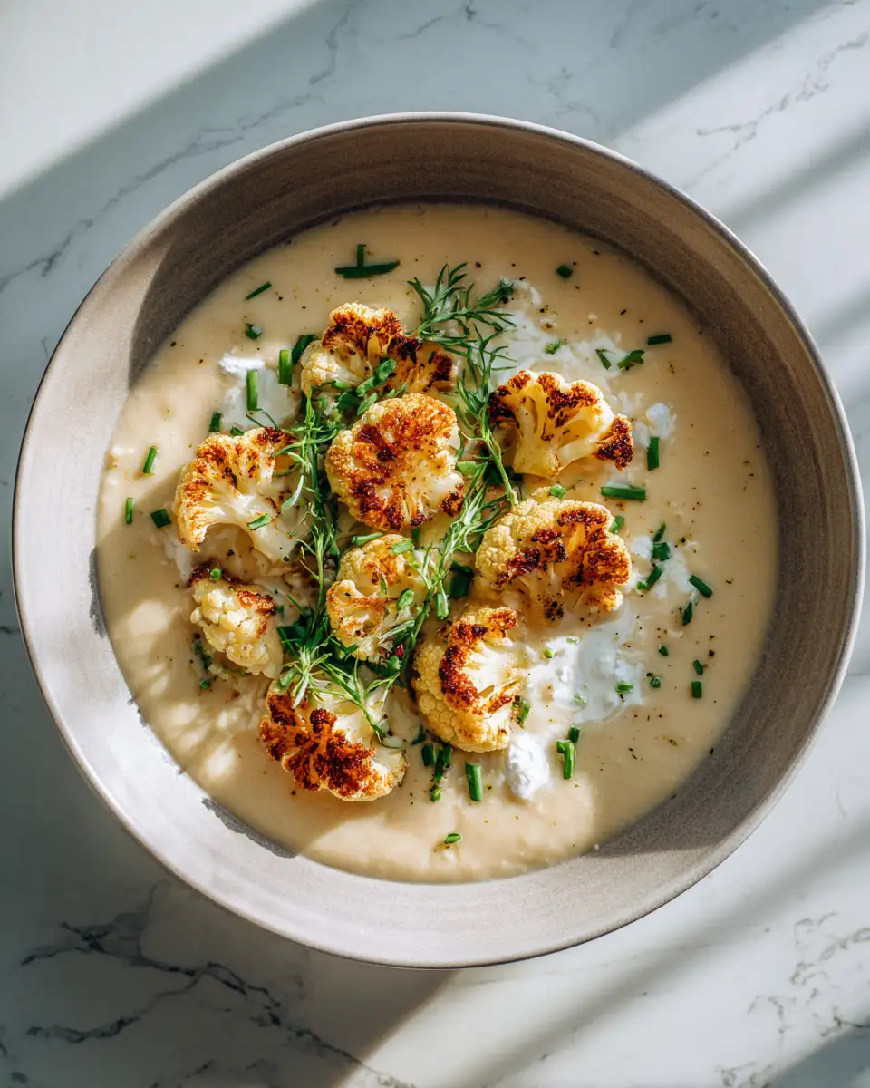 Final dish - Creamy Garlic Cauliflower Cheddar Soup: A Comforting Bowl of Flavor