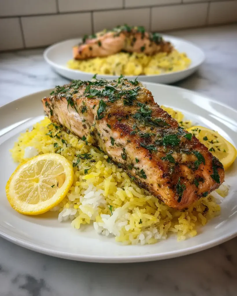 Savor the Flavors: Garlic Herb Butter Salmon with Zesty Lemon Rice - Featured Image