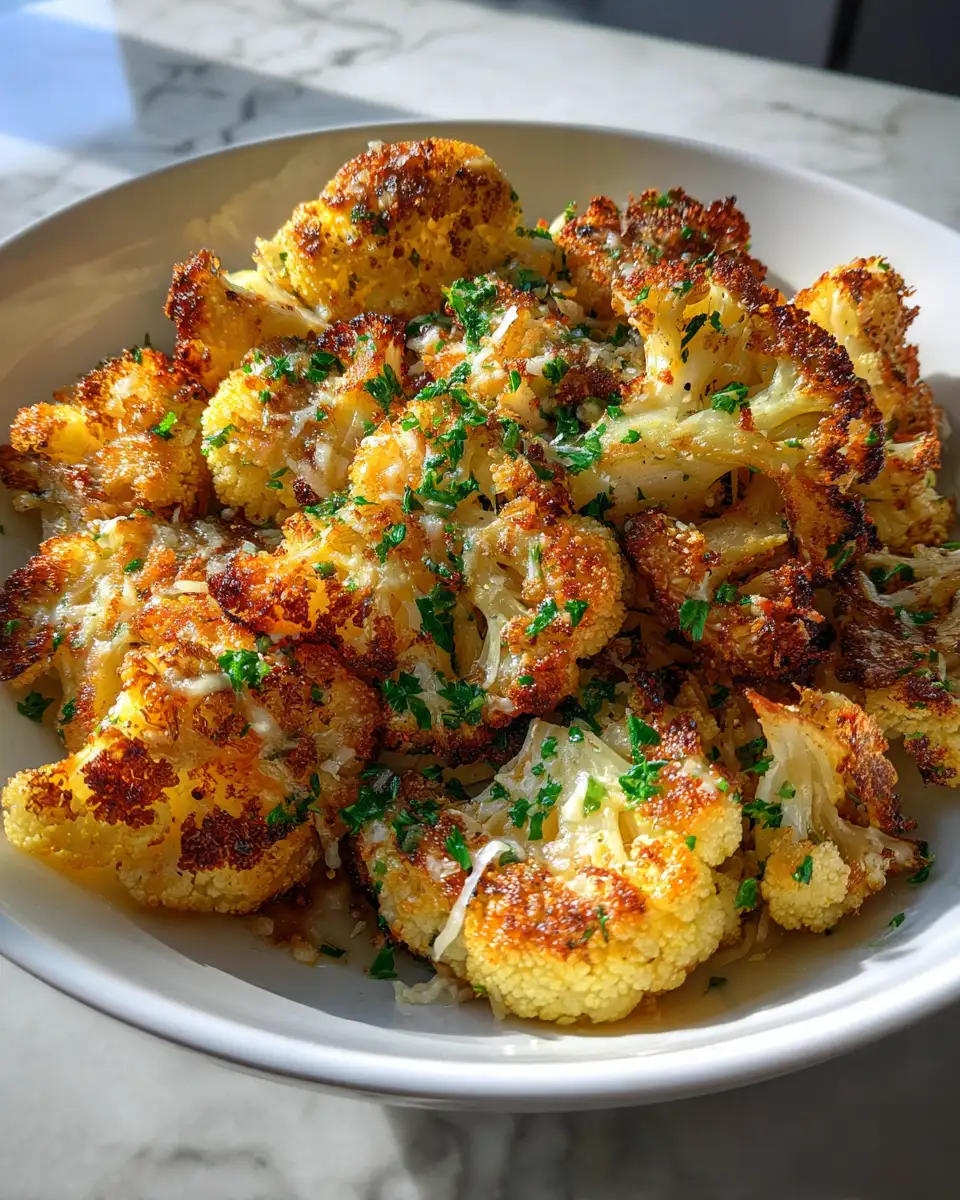 Final dish - Irresistibly Crispy Garlic Parmesan Roasted Cauliflower Delight