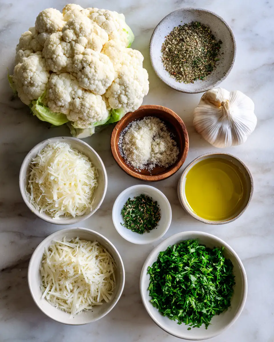 Ingredients for Irresistibly Crispy Garlic Parmesan Roasted Cauliflower Delight