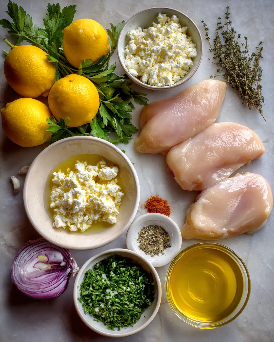 Ingredients for Savor the Sunshine: Greek Lemon Chicken with Feta Delight