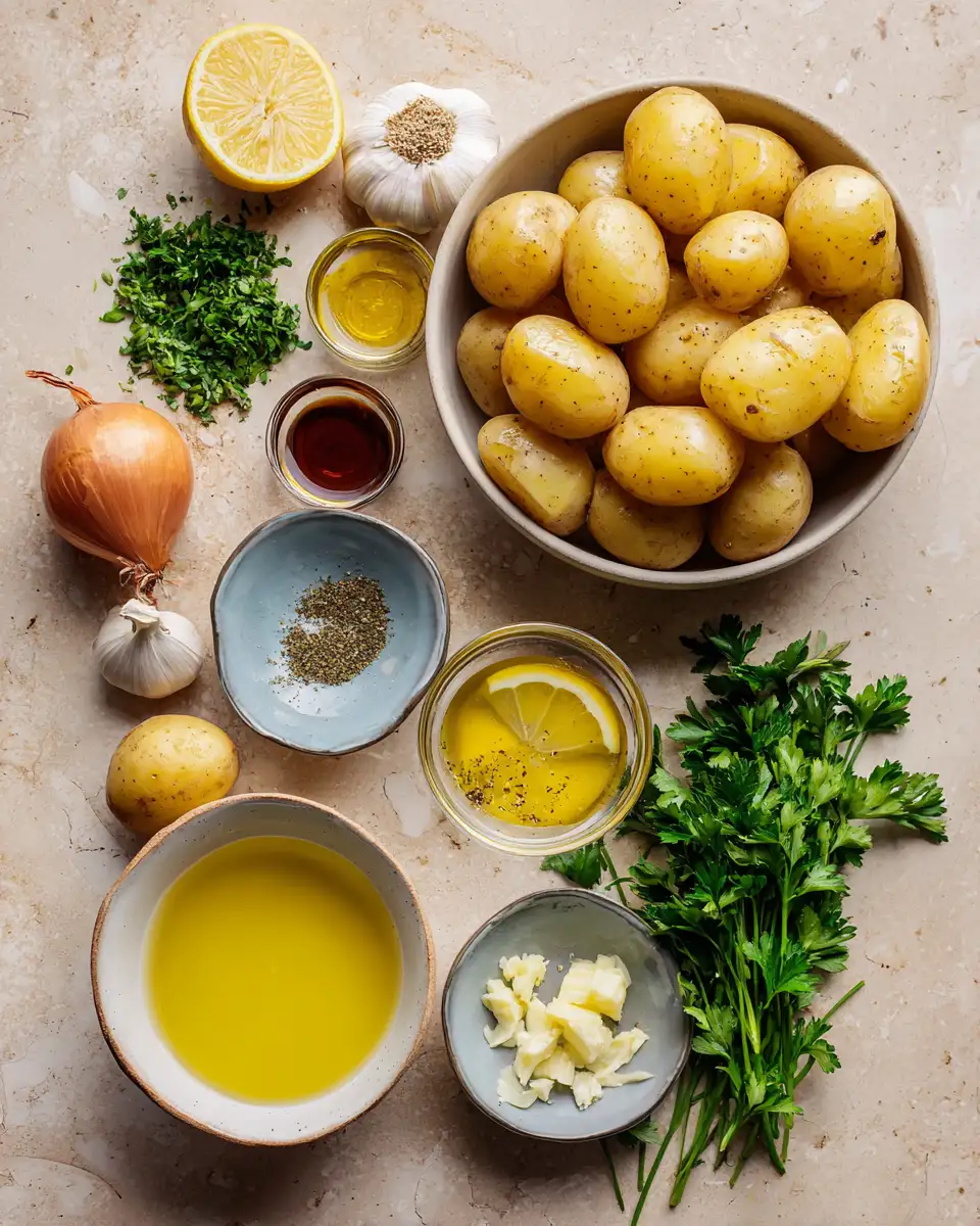 Ingredients for Zesty Greek Lemon Potatoes: A Burst of Sunshine on Your Plate
