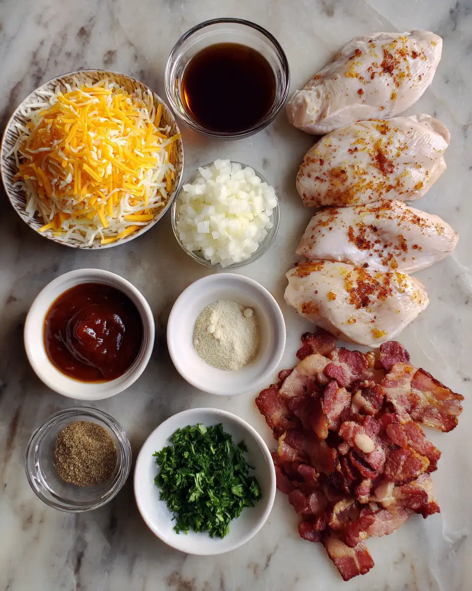 Ingredients for Savory Delight: Honey BBQ Bacon Ranch Chicken Bake Extravaganza