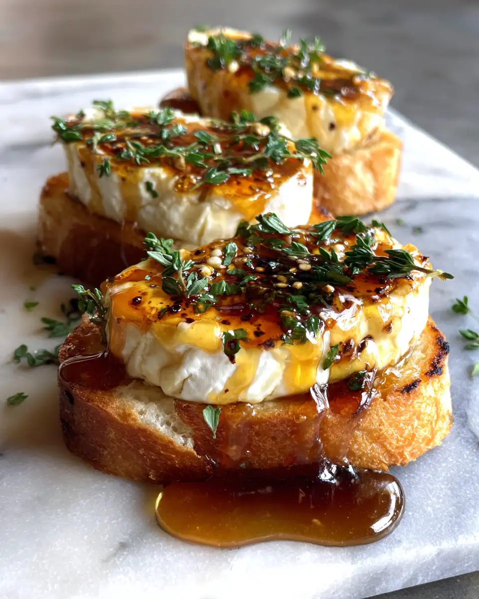 Final dish - Sizzling Hot Honey Baked Brie Crostini: A Flavor Explosion