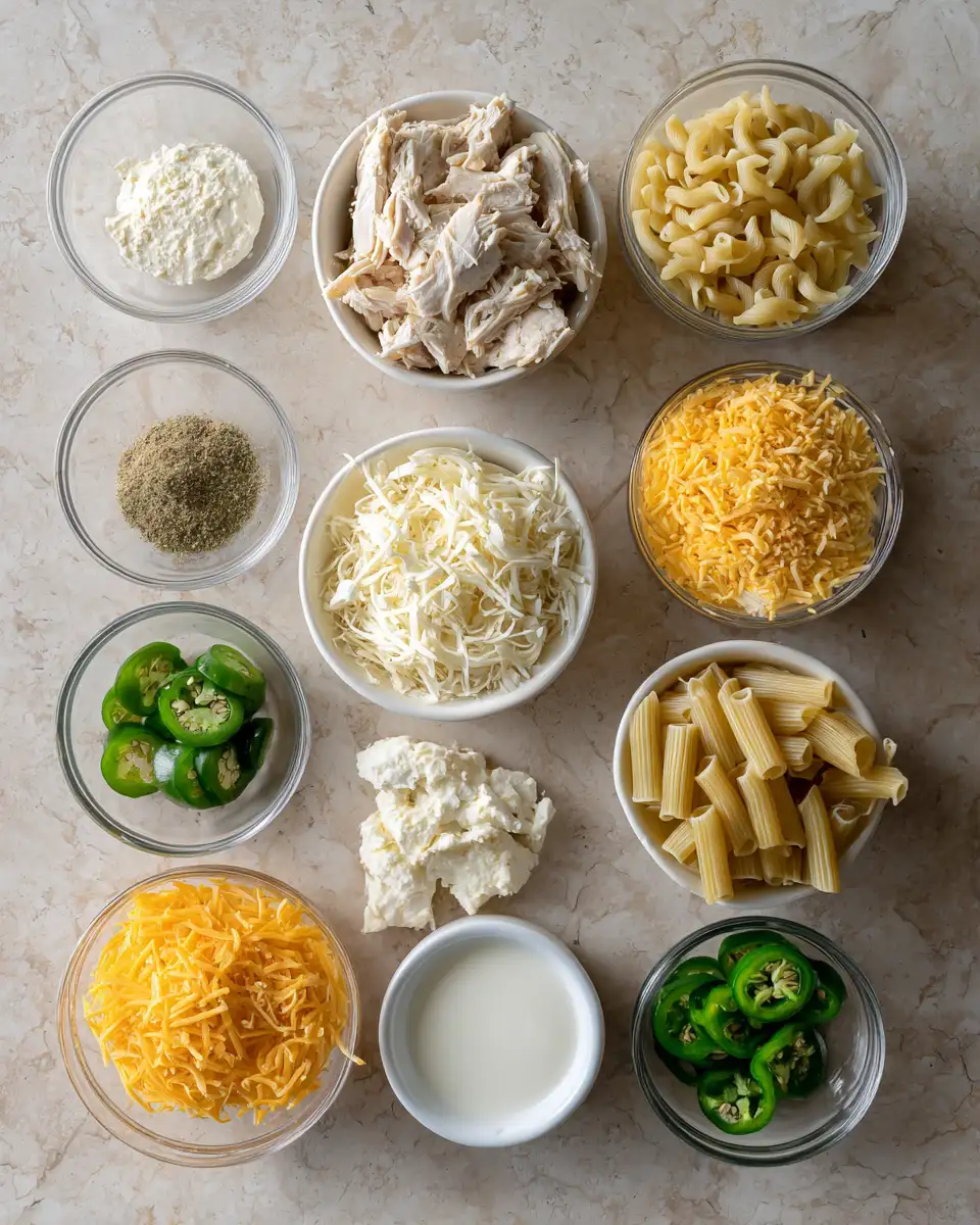 Ingredients for Spice Up Dinner with a Jalapeño Popper Chicken Casserole Twist