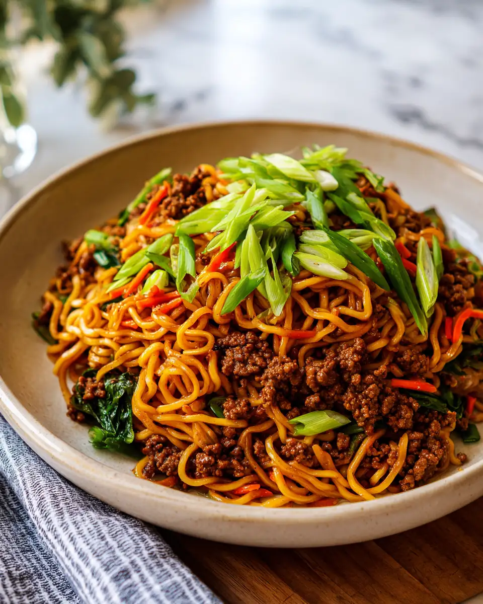 Final dish - Savory Korean Ground Beef Noodles for a Quick Flavorful Feast