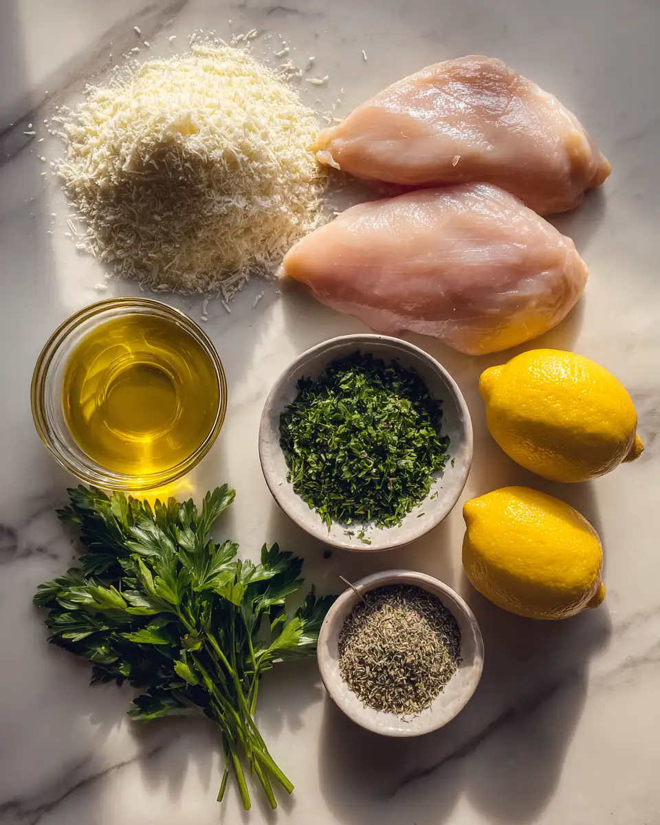 Ingredients for Zesty Lemon Herb Parmesan Chicken: A Flavorful Delight