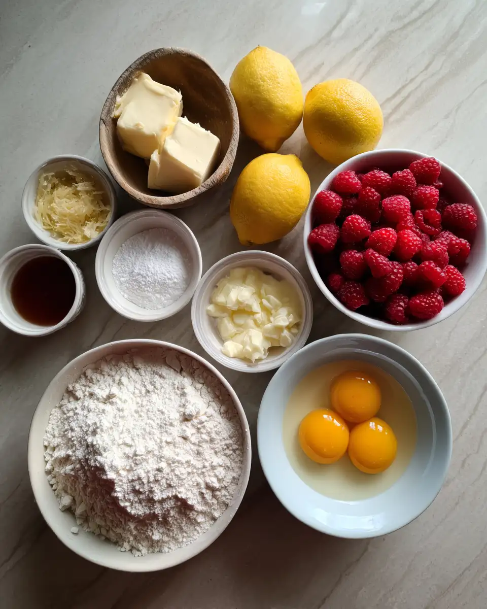 Ingredients for Zesty Delights: Indulge in a Lemon Raspberry Butter Cake Masterpiece
