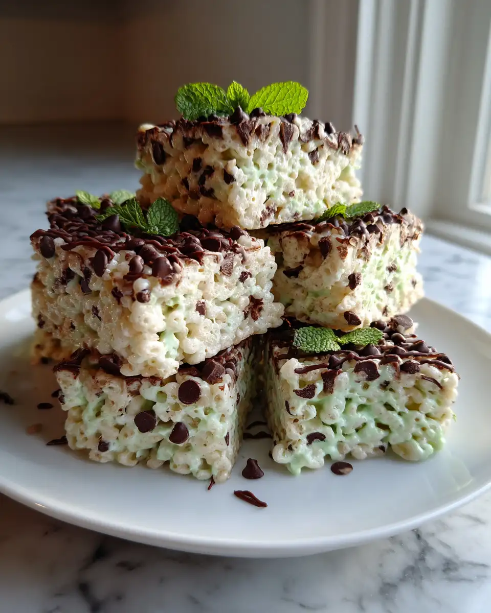 Final dish - Mint Chocolate Chip Rice Krispie Treats: A Refreshing Twist on a Classic Snack